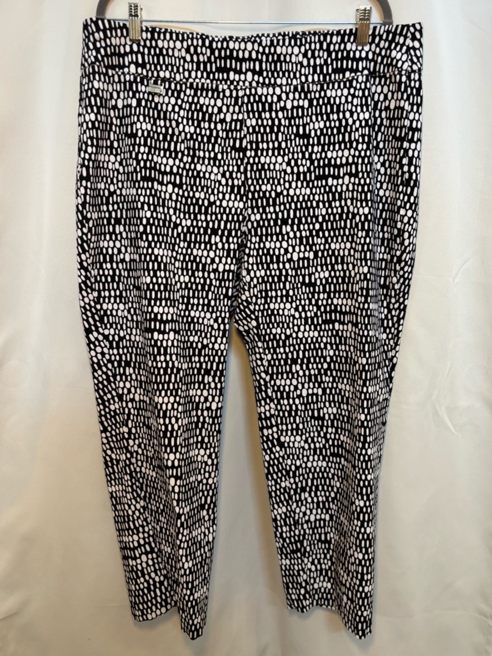 Premise Black White Print Pull On Career Pants 2X Stretch Office Chic - Picture 2 of 6